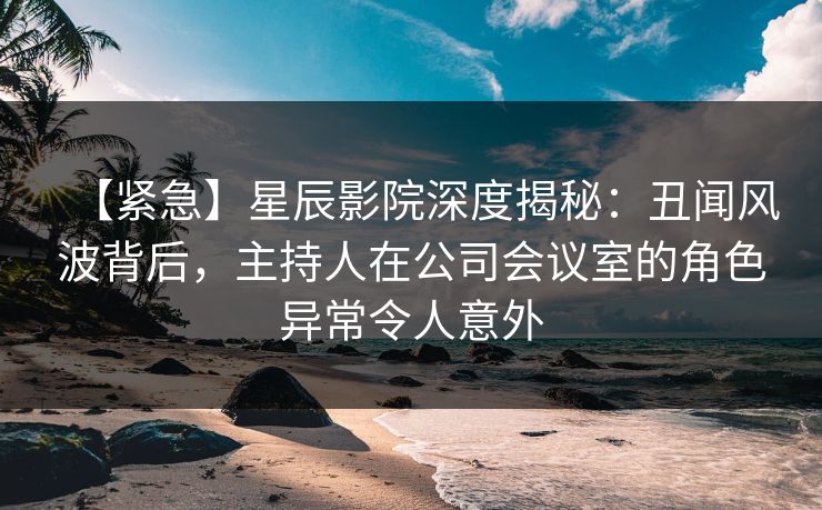 【紧急】星辰影院深度揭秘：丑闻风波背后，主持人在公司会议室的角色异常令人意外